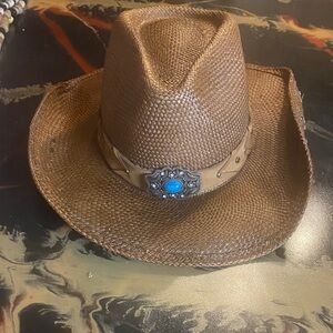 Men's Brown Western Hat with Turquoise Accent